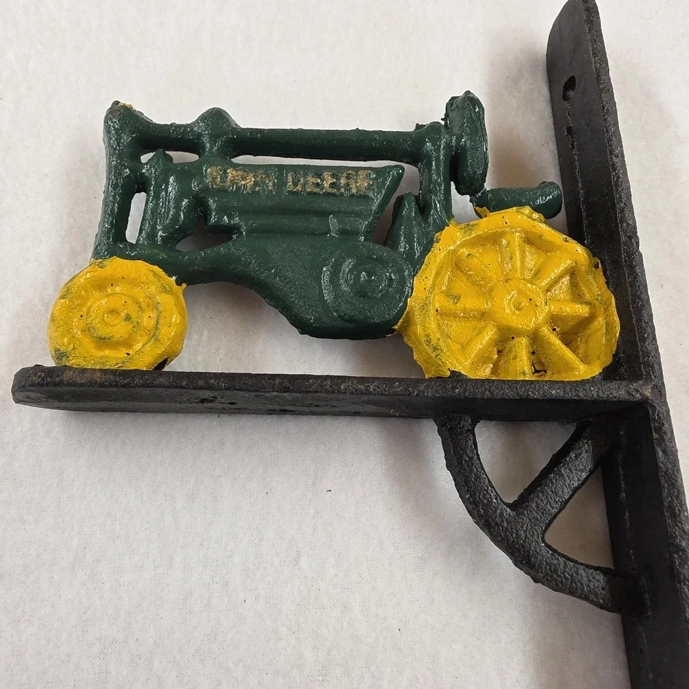 Vtg John Deere Cast Iron Dinner Bell Wall Mounting Bracket Only Green Tractor